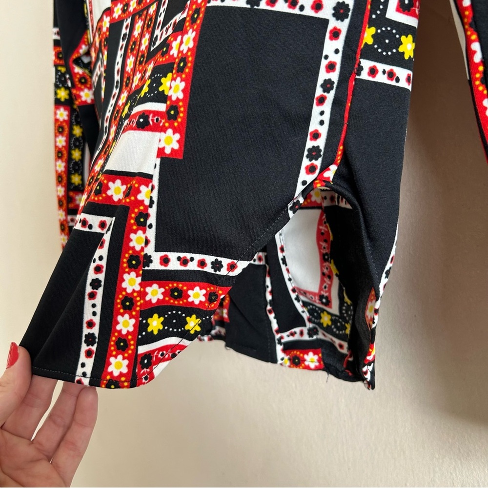 Wacky Retro Patchwork-Patterned Blouse - image 8